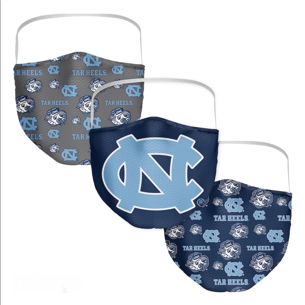 3-Pack UNC University of North Carolina Tar Heels Adult Face Coverings Masks